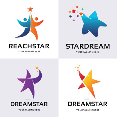 Star Dream Logo Tasarım Şablonu Koleksiyonu Beyaz Arkaplan İlhamı