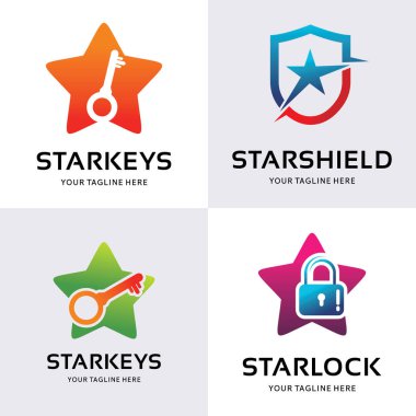 Yıldız Logosu Tasarım Şablonu Koleksiyonu Beyaz Arkaplan İlhamı