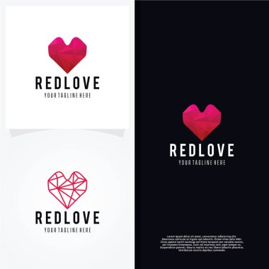Kırmızı Aşk Logosu Tasarım Vektörü, Amblem, Tasarım Konsepti, Yaratıcı Sembol, Simge Simgesi, Simge
