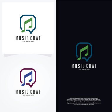 Music Chat Logo Şablon Tasarım Vektörü, Amblem, Tasarım Konsepti, Yaratıcı Sembol, Simge Simgesi, Simge