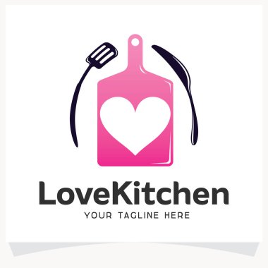 Love Kitchen Logo Tasarım Şablonu Beyaz arkaplanlı İlham