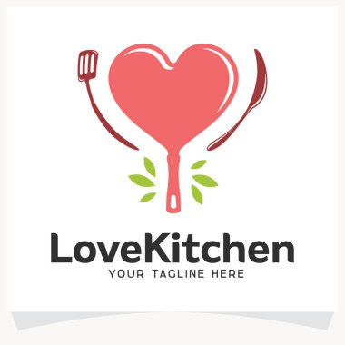 Love Kitchen Logo Tasarım Şablonu Beyaz arkaplanlı İlham