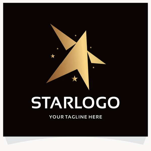 Gold Star Logo Design Template Inspiration Mit Schwarzem Hintergrund — Stockvektor