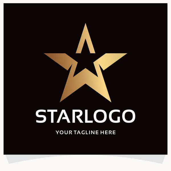 Gold Star Logo Design Template Inspiration Mit Schwarzem Hintergrund — Stockvektor