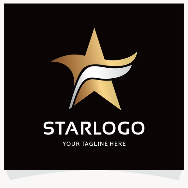 Modelo Design Logotipo Estrela Dourada Inspiração Com Fundo Preto — Vetor de Stock