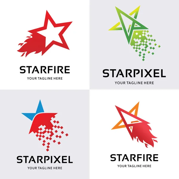 Sammlung Von Star Logo Design Template Inspiration Mit Weißem Hintergrund — Stockvektor