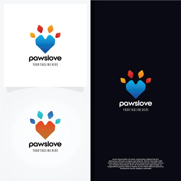 Love Paws Logo Template Design Vector Embleem Design Concept Creatief — Stockvector