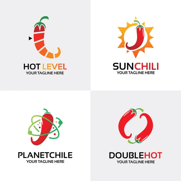 Chili Logo Set Design Template Collection — Stock Vector