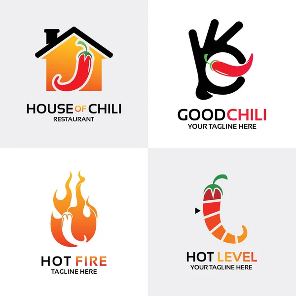 Chili Logo Set Design Template Collection — Stock Vector