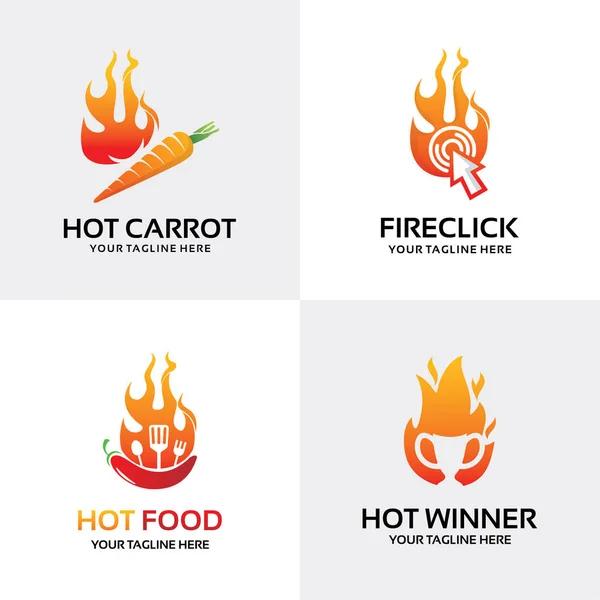 Fire Logo Set Design Template Collection — Stock Vector