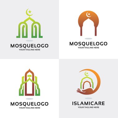İslami Cami Logosu Şablon Koleksiyonunu Ayarladı
