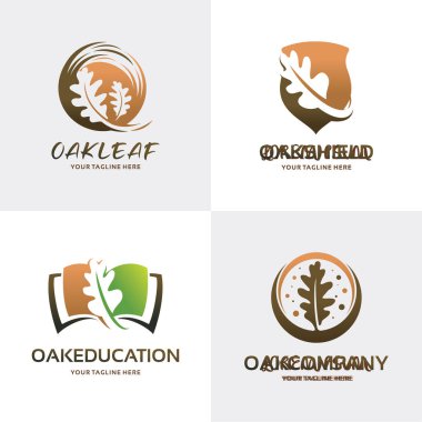 Meşe Yaprağı Logosu Tasarım Şablonu Koleksiyonu