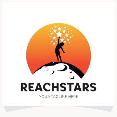 Çocuklar Yıldızların Logo Tasarım Şablonuna Beyaz Arkaplanlı Ulaşır