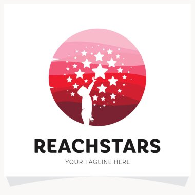 Çocuklar Yıldızların Logo Tasarım Şablonuna Beyaz Arkaplanlı Ulaşır