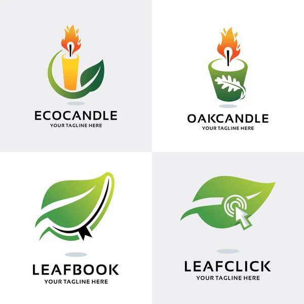 Natur Kerze Logo Set Design Template Kollektion — Stockvektor