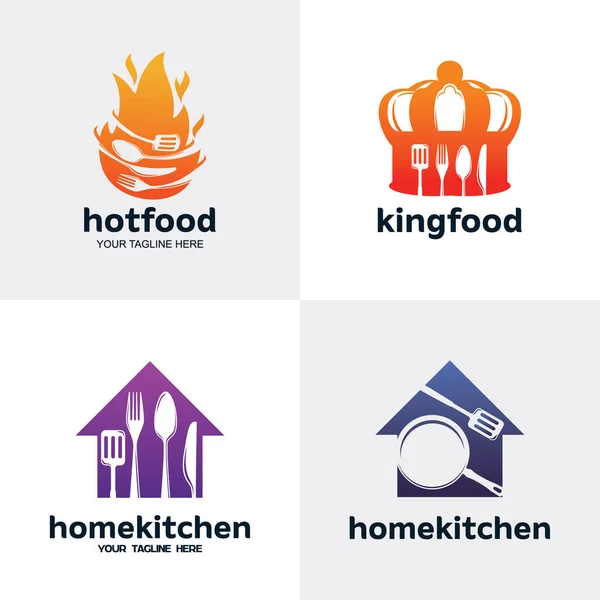 Food Restaurant Logo Set Design Template Collection —  Vetores de Stock