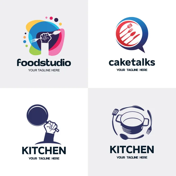 Zestaw Logo Restauracji Spożywczej Projekt Kolekcji Szablonów — Wektor stockowy