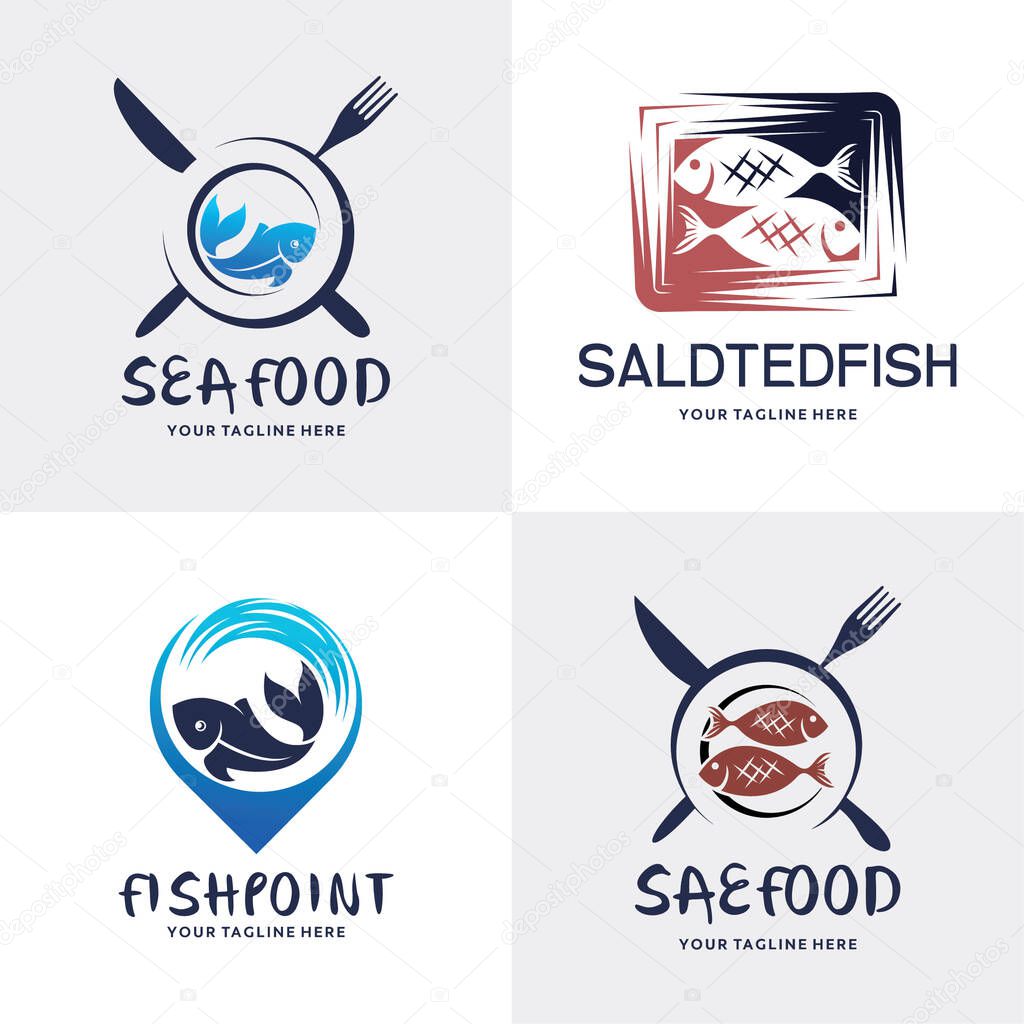 Sea Food Logo. Fish Logo Set Design Template Collection