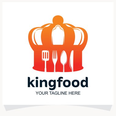 King Food Logo Tasarım Şablonu Beyaz Arkaplan İlhamı