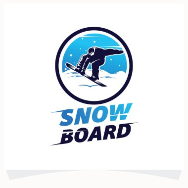 Kış Spor Logosu. Snowboard Logo Tasarım Şablonu