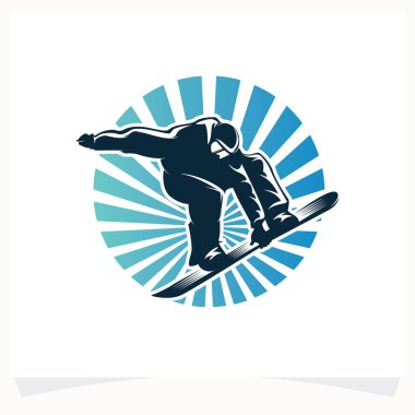Kış Spor Logosu. Snowboard Logo Tasarım Şablonu