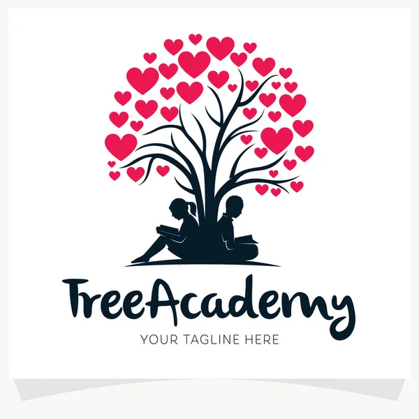 Ağaç Akademisi Çocukları Logo Okurken Beyaz Arkaplan Şablonu İlhamı