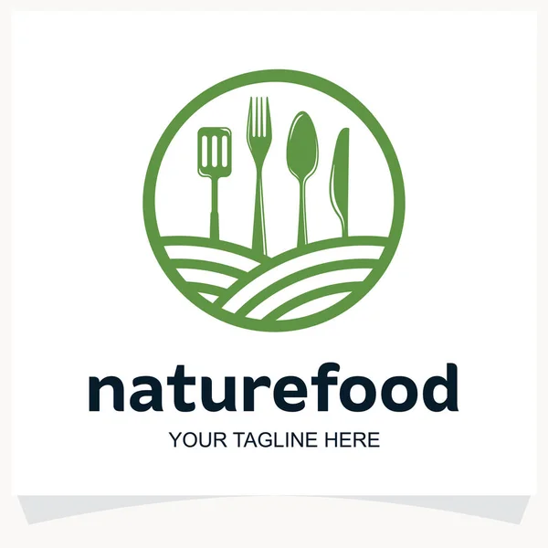 Natura Food Logo Design Template Ispirazione Con Sfondo Bianco Illustrazione Stock