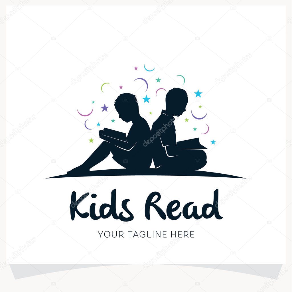 Kids Reading Logo Design Template Inspiration with White Background