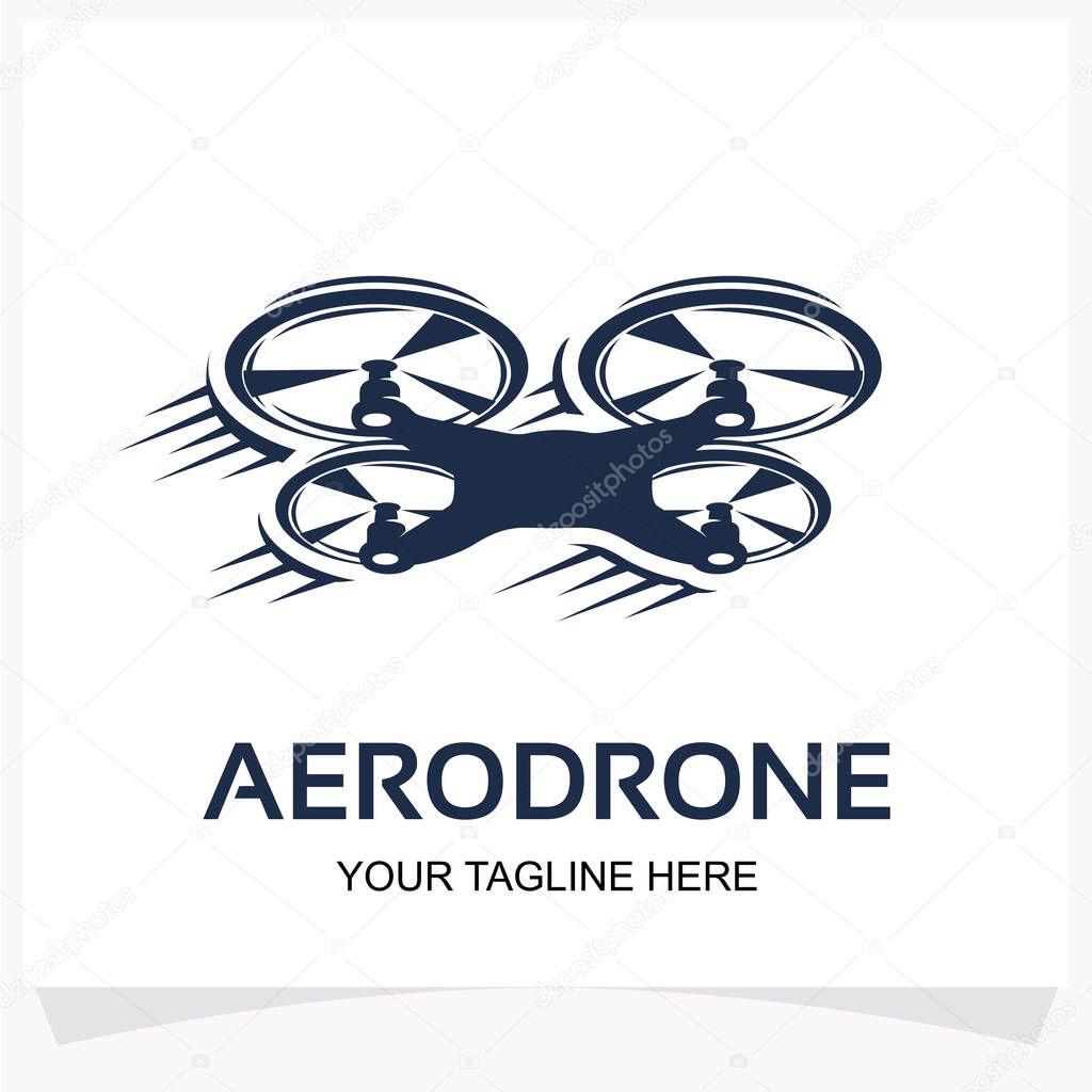 Drone Logo. Quad Copter Logo Design Template Inspiration with White Background