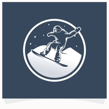 Kış Spor Logosu. Snowboard Logo Tasarım Şablonu