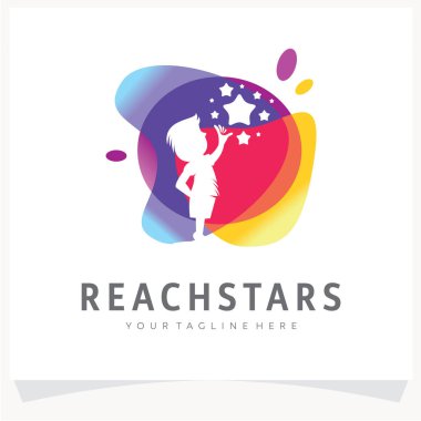 Yıldızların Renkli Logo Tasarımına Ulaş Şablon İlhamı, Uygulama Simgesi Tasarımı