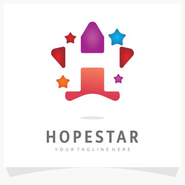 H Harfi Logo Tasarımı Renkli Çokgen Kuyruklu Yıldızı, Logo Tasarım Şablonu İlham, Uygulama Simgesi Tasarımı