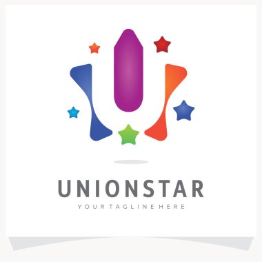 Renkli Çokgen Kuyruklu Yıldızı, Logo Tasarım Şablonu, Uygulama Simgesi Tasarımı ile U Logosu Tasarımı