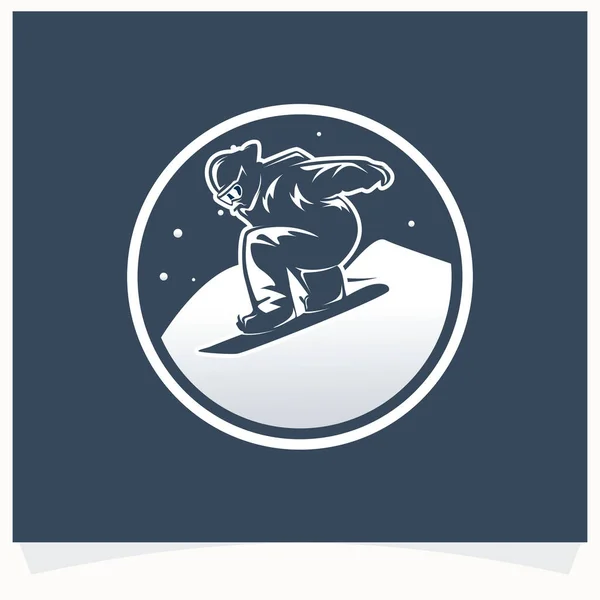 ウィンタースポーツロゴ 背景が暗いスノーボードのロゴデザインテンプレート — ストックベクタ