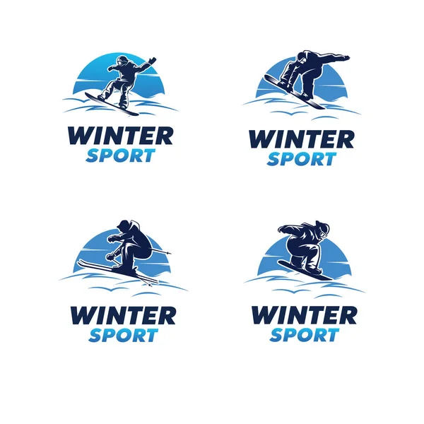 Set Of Winter Sport Logo. Snowboarding Logo Design Template with White Background