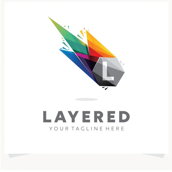 Letter Logo Design Met Kleurrijke Polygon Comet Logo Design Template — Stockvector