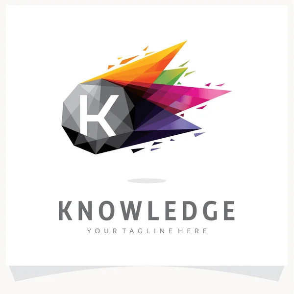 字母K标志设计与彩色多边形彗星 标志设计模板灵感 应用图标设计 — 图库矢量图片