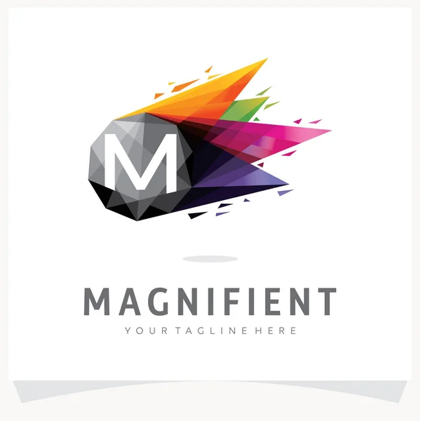 Carta Logo Design Com Cometa Polígono Colorido Inspiração Modelo Design — Vetor de Stock