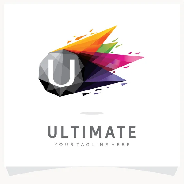 Carta Logo Design Com Cometa Polígono Colorido Inspiração Modelo Design — Vetor de Stock