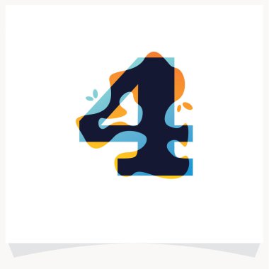 4 numaralı logoda suluboya lekeler var. Renk kaplama biçimi. Beyaz Arkaplan
