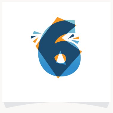 6 numaralı logo kare şeklinde sıçramış. Renk kaplama biçimi. Beyaz Arkaplan