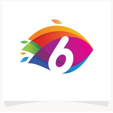 6 numara negatif uzay tasarımı. Beyaz Arkaplan ile renklendirilmiş 6 numaralı logo