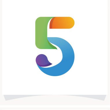 Renkli çizgili 5 numaralı logo. Beyaz Arkaplan ile logo tasarım şablonu