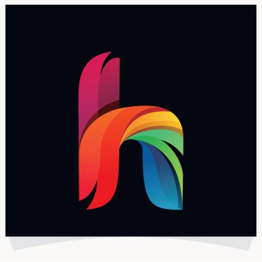 H harfi logosu çarpık çizgiler şeklinde. Logo şablon dizayn eder. Siyah Arkaplan