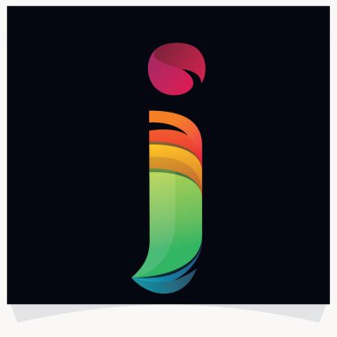 J harfi logosu çarpık çizgiler şeklinde. Logo şablon dizayn eder. Siyah Arkaplan