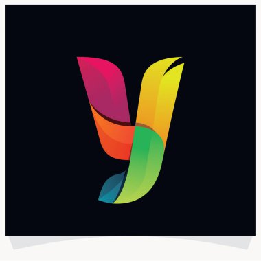 Y harfi logosu çarpık çizgiler şeklinde. Logo şablon dizayn eder. Siyah Arkaplan