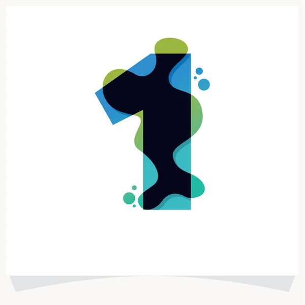 Nummer Logo Mit Aquarell Spritzern Farbüberlagerungsstil Mit Weißem Hintergrund — Stockvektor