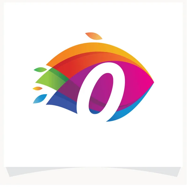 Número Diseño Espacio Negativo Logotipo Número Multicolor Colorido Con Fondo — Vector de stock