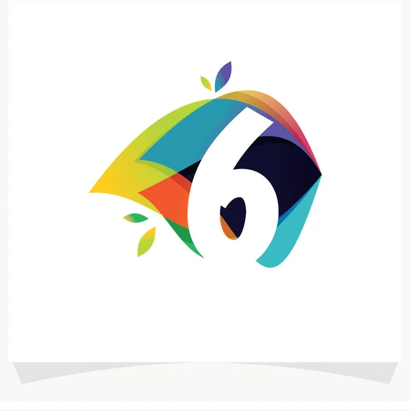 Numéro Conception Espace Négatif Logo Numéro Multicolore Coloré Avec Fond — Image vectorielle