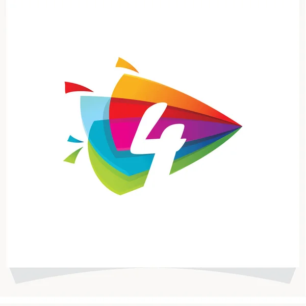 Numéro Conception Espace Négatif Logo Numéro Jeu Triangle Multicolore Coloré — Image vectorielle